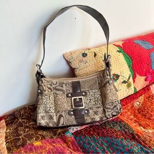 Y2K Alphabet Print Purse with Buckle Detail